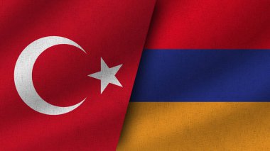 Ermenistan ve Türkiye Gerçekçi İki Bayrak Birlikte, 3D Resim