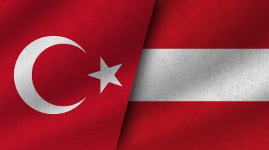 Avusturya ve Türkiye Gerçekçi İki Bayrak Birlikte, 3D İllüstrasyon