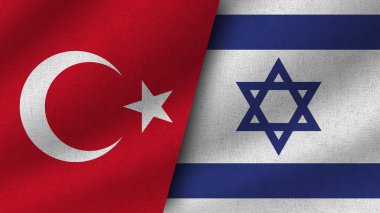 İsrail ve Türkiye Gerçekçi İki Bayrak Birlikte, 3D İllüstrasyon