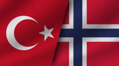 Norveç ve Türkiye Gerçekçi İki Bayrak Birlikte, 3D Görüntü
