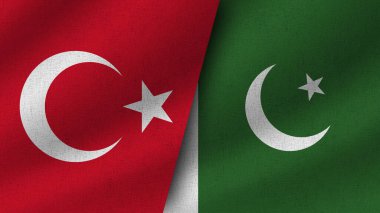 Pakistan ve Türkiye Gerçekçi İki Bayrak Birlikte, 3D İllüstrasyon