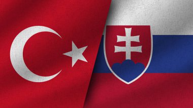 Slovakya ve Türkiye Gerçekçi İki Bayrak Birarada, 3D Görüntü