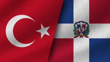 Dominik Cumhuriyeti ve Türkiye Gerçekçi İki Bayrak Birlikte, 3D Görüntü