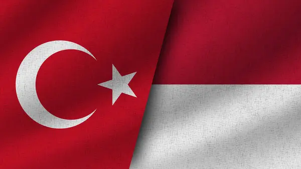 Indonesia Turquía Realistas Dos Banderas Juntas Ilustración — Foto de Stock