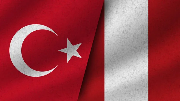 Perú Turquía Realistas Dos Banderas Juntos Ilustración — Foto de Stock