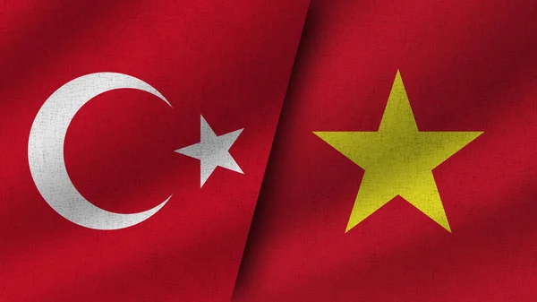 Vietnam Turquía Realistas Dos Banderas Juntos Ilustración — Foto de Stock