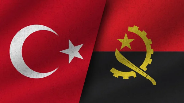 Angola Turquía Realistas Dos Banderas Juntas Ilustración — Foto de Stock