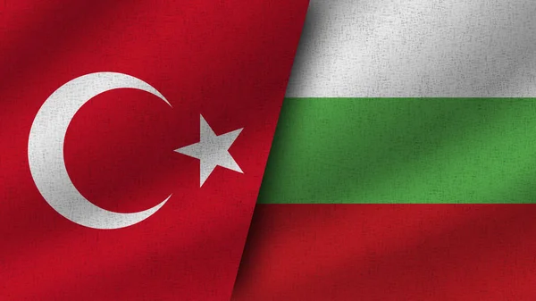 Bulgaria Turquía Realistas Dos Banderas Juntas Ilustración —  Fotos de Stock