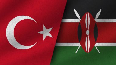 Kenya ve Türkiye Gerçekçi İki Bayrak Birlikte, 3D Görüntü