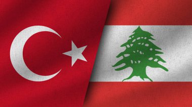 Lübnan ve Türkiye Gerçekçi İki Bayrak Birarada, 3D Görüntü