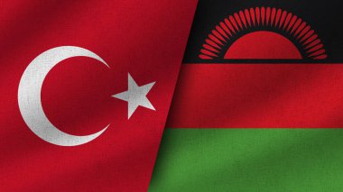 Malawi ve Türkiye Gerçekçi İki Bayrak Birlikte, 3D Görüntü