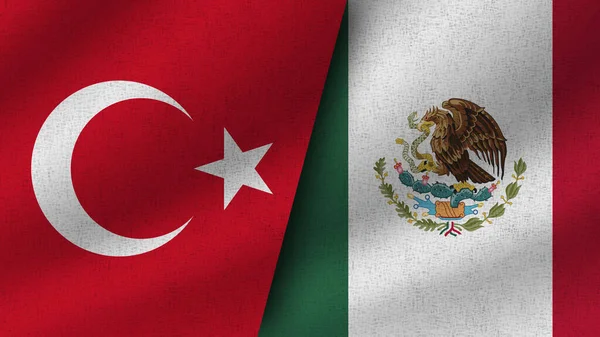 Meksika Türkiye Gerçekçi Bayrak Birlikte Llüstrasyon — Stok fotoğraf