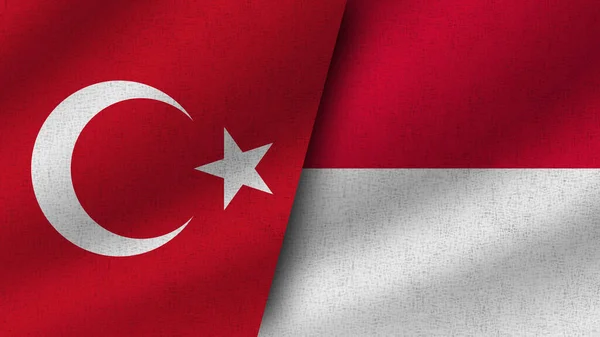 Mónaco Turquía Realistas Dos Banderas Juntas Ilustración — Foto de Stock