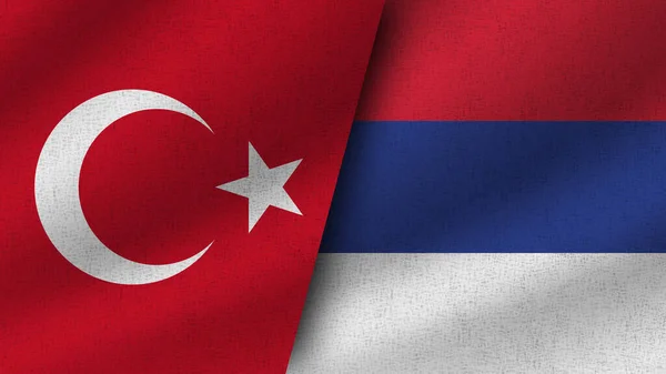 Serbia Turquía Dos Banderas Realistas Juntas Ilustración — Foto de Stock