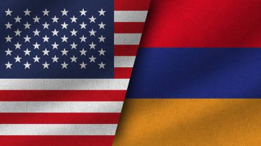 Ermenistan ve ABD Gerçekçi İki Bayrak Birlikte, 3D Görüntü