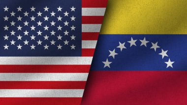 Venezuela ve ABD Gerçekçi İki Bayrak Birlikte, 3D Resim