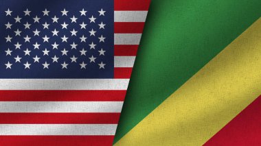 Kongo Cumhuriyeti ve ABD Gerçekçi İki Bayrak Birlikte, 3D Görüntü