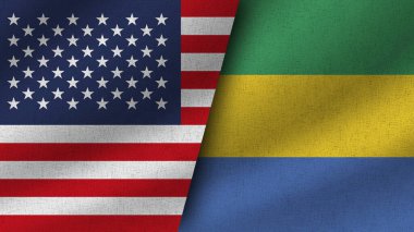 Gabon ve ABD Gerçekçi İki Bayrak Birlikte, 3D Görüntü