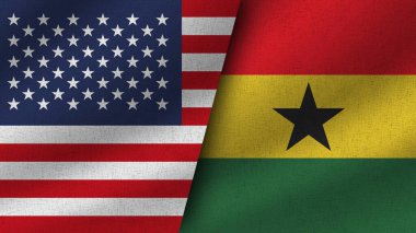 Gana ve ABD Gerçekçi İki Bayrak Birlikte, 3D Görüntü