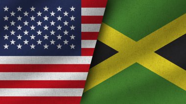 Jamaika ve ABD Gerçekçi İki Bayrak Birlikte, 3D Görüntü