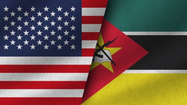 Mozambik ve ABD Gerçekçi İki Bayrak Birlikte, 3D Görüntü