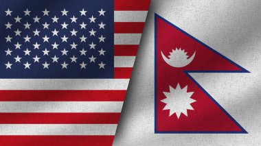 Nepal ve ABD Gerçekçi İki Bayrak Birlikte, 3D Görüntü