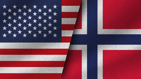 Norway Usa Realistic Two Flags Together Illustration — Stock Photo, Image