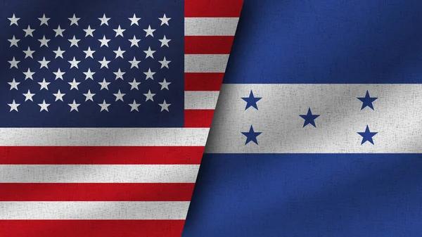 Honduras Eua Realistas Duas Bandeiras Juntas Ilustração — Fotografia de Stock
