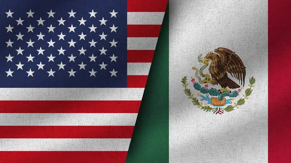 Meksika Abd Gerçekçi Bayrak Birlikte Görüntü — Stok fotoğraf