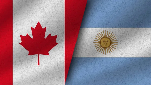 Argentina Kanada Realistické Dvě Vlajky Dohromady Ilustrace — Stock fotografie