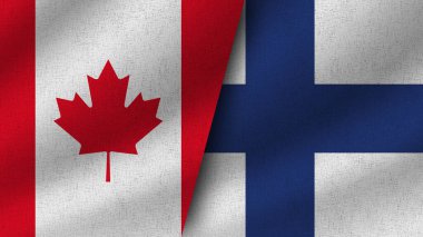 Finlandiya ve Kanada Gerçekçi İki Bayrak Birlikte, 3D Görüntü
