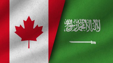 Suudi Arabistan ve Kanada Gerçekçi İki Bayrak Birlikte, 3D Görüntü