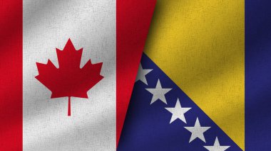 Bosna-Hersek ve Kanada Gerçekçi İki Bayrak Birlikte, 3D Görüntü