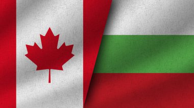 Bulgaristan ve Kanada Gerçekçi İki Bayrak Birlikte, 3D Görüntü