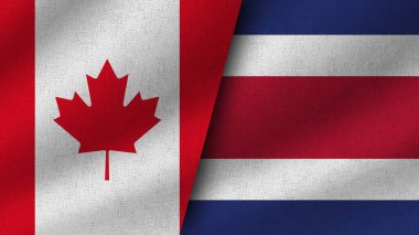 Kosta Rika ve Kanada Gerçekçi İki Bayrak Birlikte, 3D Görüntü