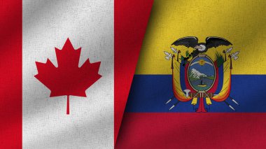 Ekvador ve Kanada Gerçekçi İki Bayrak Birlikte, 3D Görüntü