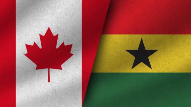 Gana ve Kanada Gerçekçi İki Bayrak Birlikte, 3D Görüntü