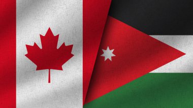 Ürdün ve Kanada Gerçekçi İki Bayrak Birlikte, 3D Görüntü