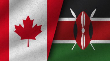 Kenya ve Kanada Gerçekçi İki Bayrak Birlikte, 3D Görüntü