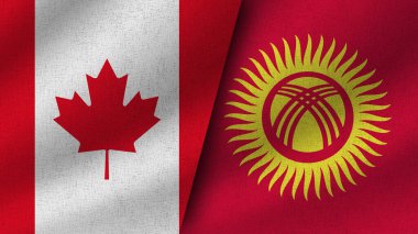 Kırgızistan ve Kanada Gerçekçi İki Bayrak Birlikte, 3D Resim