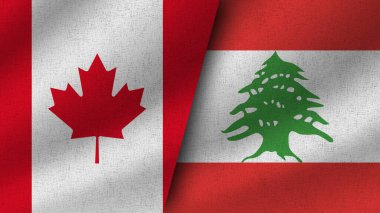 Lübnan ve Kanada Gerçekçi İki Bayrak Birlikte, 3D Görüntü