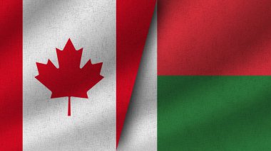 Madagaskar ve Kanada Gerçekçi İki Bayrak Birlikte, 3D Görüntü