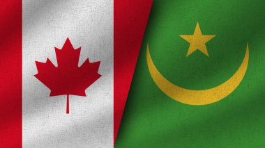 Moritanya ve Kanada Gerçekçi İki Bayrak Birlikte, 3D Görüntü