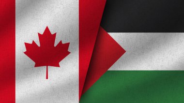 Filistin ve Kanada Gerçekçi İki Bayrak Birlikte, 3D Görüntü
