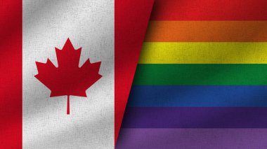 LGBT Gurur ve Kanada Gerçekçi İki Bayrak Birarada, 3D Görüntü