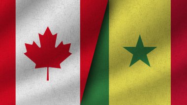 Senegal ve Kanada Gerçekçi İki Bayrak Birlikte, 3D Resim