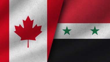 Suriye ve Kanada Gerçekçi İki Bayrak Birlikte, 3D Görüntü