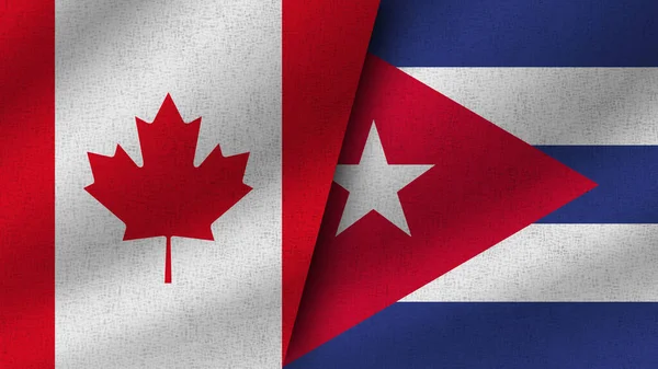 Cuba Canadá Realistas Dos Banderas Juntos Ilustración — Foto de Stock