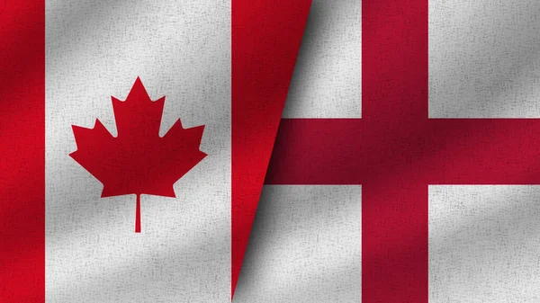 England Und Kanada Realistische Zwei Flaggen Zusammen Illustration — Stockfoto