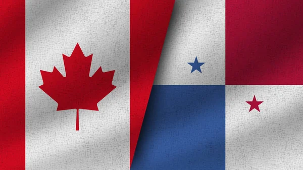 Panama Canada Realistic Two Flags Together Illustration — Stock Photo, Image